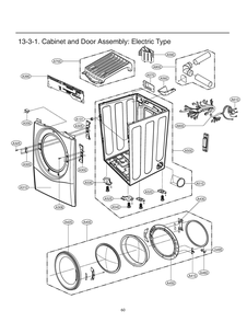 Cabinet And Door Assembly Diagram and Parts List for RV1394ES ASSEEUS LG Dryer