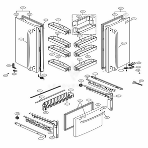 Door Parts Diagram and Parts List for 71604 ABICSE4 LG Refrigerator