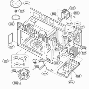 Interior Parts 1 Diagram and Parts List for JMV8196ACW AWHEJEC LG Range