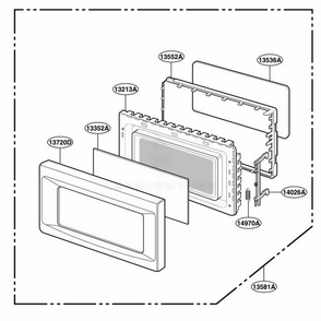 Door Parts Diagram and Parts List for KCMS185JBT CBSEKAD LG Wall Oven
