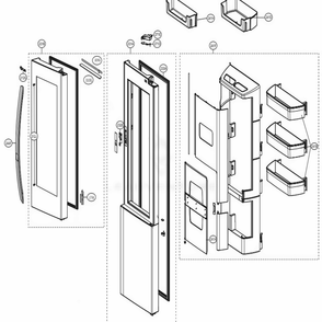 Refrigerator Door Part Diagram and Parts List for LSXC22396D ASBCNA1 LG Refrigerator