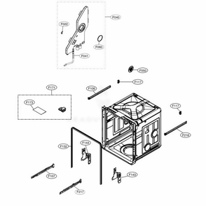 Tub Assembly Diagram and Parts List for 14355 ASSESEU LG Dishwasher