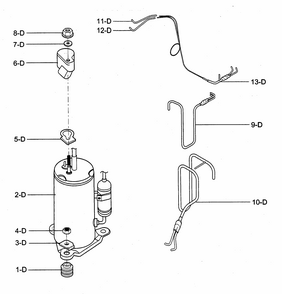 Compressor Parts Diagram and Parts List for 58074156400  Kenmore Air Conditioner
