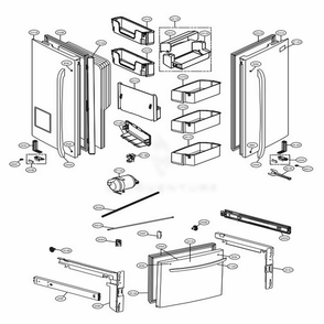 Door Parts Diagram and Parts List for 71054 ABICSE3 LG Refrigerator