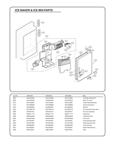 Ice Maker And Ice Bin Parts Diagram and Parts List for GR-J298LSXM ANSCSE1 LG Refrigerator