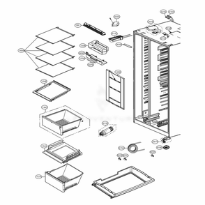 Refrigerator Compartment Diagram and Parts List for LSXC22426S ASTCNA4 LG Refrigerator