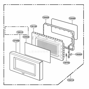Door Parts Diagram and Parts List for GLMB186CB CBKEGEF LG Range