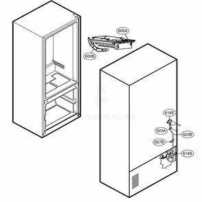 Ice Maker Parts Diagram and Parts List for 71609 AWBCSE0 LG Refrigerator