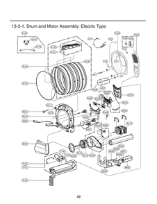 Drum And Motor Assembly Diagram and Parts List for RV18A1AS ABWESEU LG Dryer
