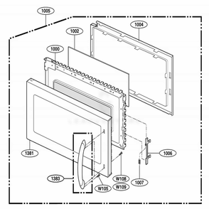 Part Location Diagram of 3651W1A023D LG HANDLE ASSEMBLY