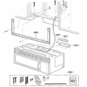 Installation Parts Diagram and Parts List for 80409 ABKESEA LG Wall Oven