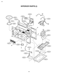 Interior Parts 1 Diagram and Parts List for JVM3162DJWW CW2EGEU LG Microwave Oven Combo