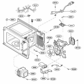 Interior Parts 2 Diagram and Parts List for 62212201 CW1ESEA LG Range