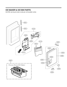 Ice Maker And Ice Bin Parts Diagram and Parts List for GR-L28ANSYX ASTCNA0 LG Refrigerator