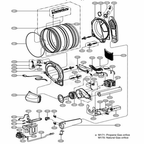 Drum And Motor Assembly Diagram and Parts List for 91548 APBESEU LG Dryer