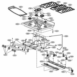 Cooktop Parts Diagram and Parts List for LRG3193BD FBDELGA LG Range