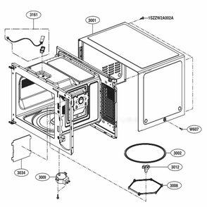 Oven Cavity Parts Diagram and Parts List for LMC1575ST CS1ELNA LG Microwave