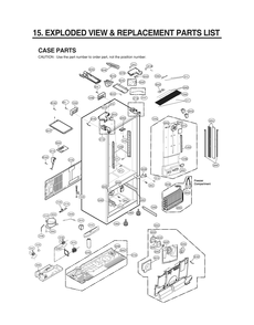 Case Parts Diagram and Parts List for GR-L298LQJM AWBCNA1 LG Refrigerator