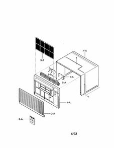 Cabinet And Front Grille Diagram and Parts List for 58074103300  Kenmore Air Conditioner