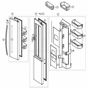Refrigerator Door Diagram and Parts List for LSXS26366S ASTCNA8 LG Refrigerator