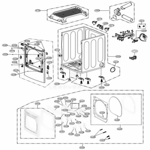 Cabinet And Door Assembly: Electric Type Diagram and Parts List for DLEX7600WE ABWEEUS LG Dryer