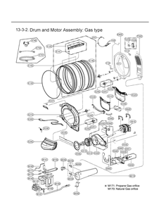 Drum And Motor Assembly Diagram and Parts List for DLGX6501B ABLEEUS LG Dryer