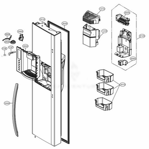 Freezer Door Diagram and Parts List for LSXS26366D ASBCNA1 LG Refrigerator