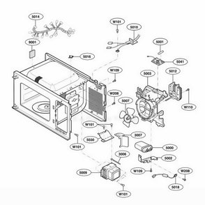 Interior Parts Diagram and Parts List for 66462 CWHESEA LG Range