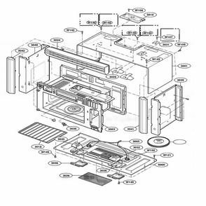 Oven Cavity Parts Diagram and Parts List for 64769 AB1ESEA LG Range