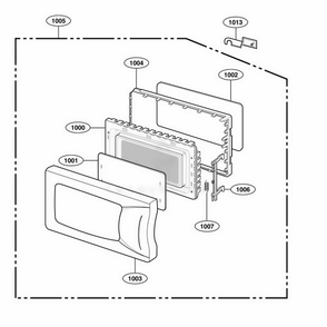 Door Parts Diagram and Parts List for 62212201 CW1ESEA LG Range