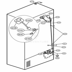 Valve And Water Tube Parts Diagram and Parts List for 79759 AWB5SER LG Refrigerator