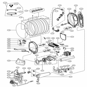 Drum And Motor Assembly: Gas Type Diagram and Parts List for DLGY1702W ABWEEUS LG Dryer