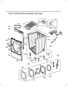 Cabinet And Door Assembly Diagram and Parts List for RN13A3ASD ABWESEU LG Dryer