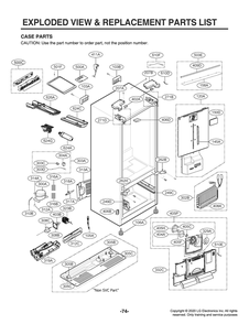 Case Parts Diagram and Parts List for GR-B238NSNM ASTCNA6 LG Refrigerator