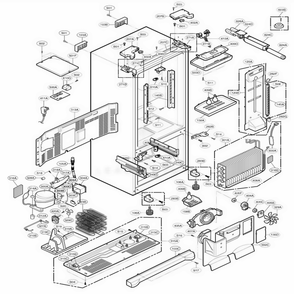 Case Parts Diagram and Parts List for 78503 ASTCSER LG Refrigerator