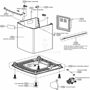 Case Assembly Diagram and Parts List for WT7700HKA ABSEEUS LG Washer