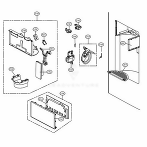 Dispenser Parts Diagram and Parts List for 72039 AWBCSE3 LG Refrigerator