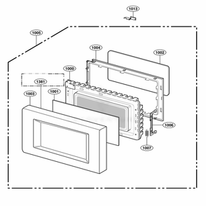 Door Parts Diagram and Parts List for 65222401 CW1ESEA LG Range