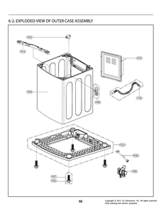 Outer Case Assembly Diagram and Parts List for T1483EFFTW ABWETEU LG Washer