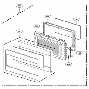Door Parts Diagram and Parts List for LCRT2010BD CBDEBBY LG Wall Oven