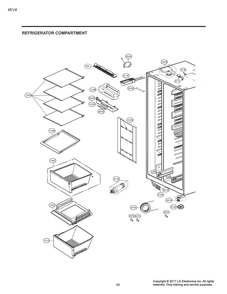 Refrigerator Compartment Diagram and Parts List for GM-J227AKXM ASBCNA1 LG Refrigerator