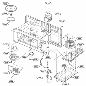 Interior Parts 1 Diagram and Parts List for MH6150XMT AB7EWRP LG Range