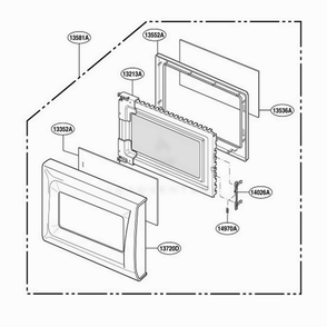 Door Parts Diagram and Parts List for MAL783W KW1EGSE LG Wall Oven