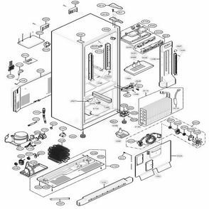 Case Parts Diagram and Parts List for 68272 ASWCSER LG Refrigerator