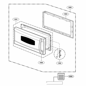 Door Parts Diagram and Parts List for SCA1001HSS AS2EGEU LG Wall Oven