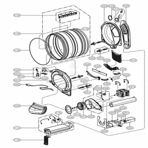 Drum And Motor Assembly Electric Type Diagram and Parts List for DLEX3570W ABWEEUS LG Washer Dryer Combo