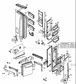 Door Parts Diagram and Parts List for 74053 ASTCSE2 LG Refrigerator