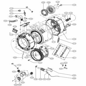Drum And Tub Assembly Diagram and Parts List for WM3488HS ALSEEUS LG Washer Dryer Combo