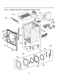 Cabinet And Door Assembly Diagram and Parts List for 81962 ABWESEU LG Dryer
