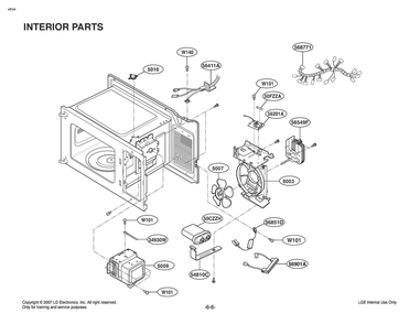 Interior Parts Diagram and Parts List for MS2042D CBK9NAG LG Microwave